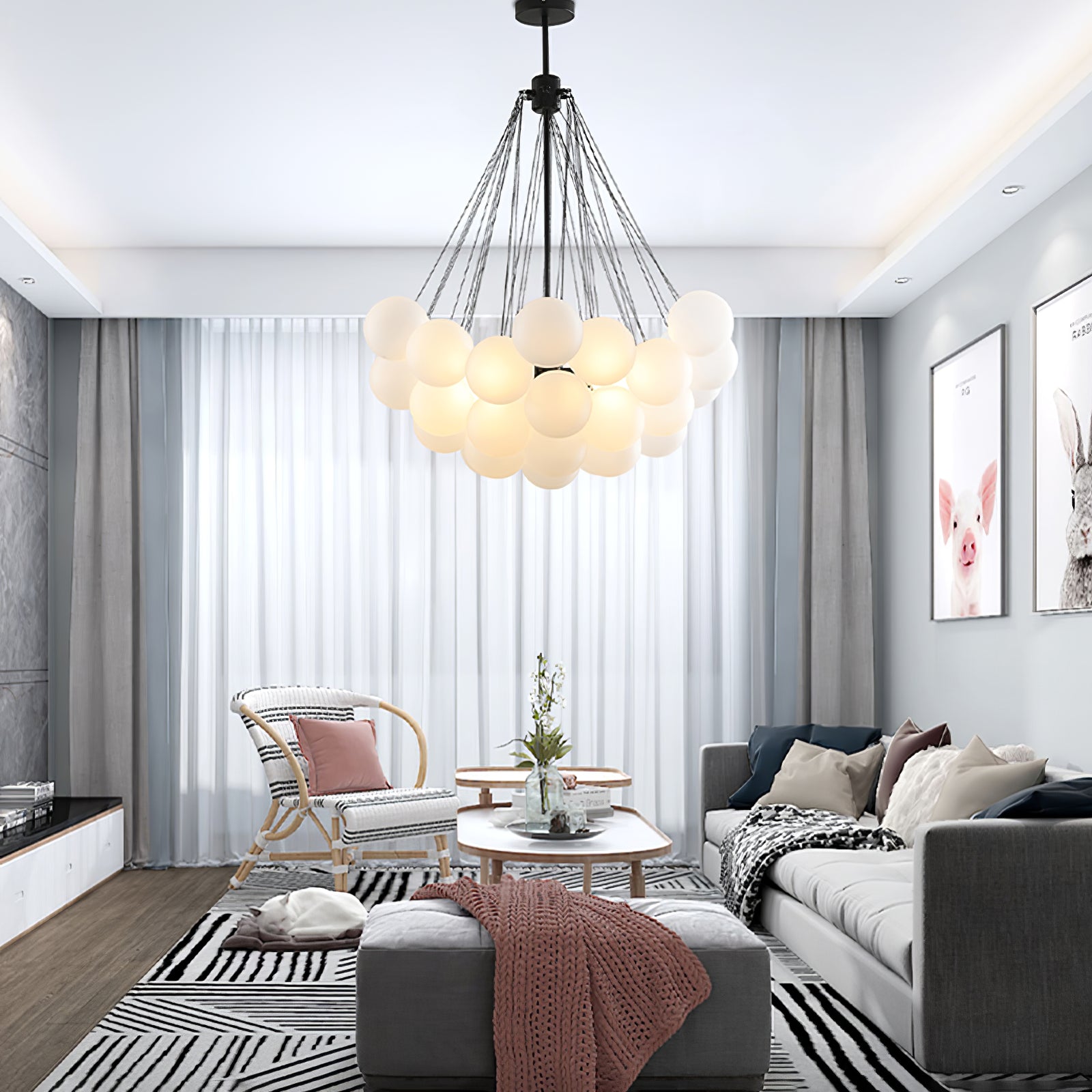 Fayne Glass Globe Pendant Light Bubble - Neutralighting