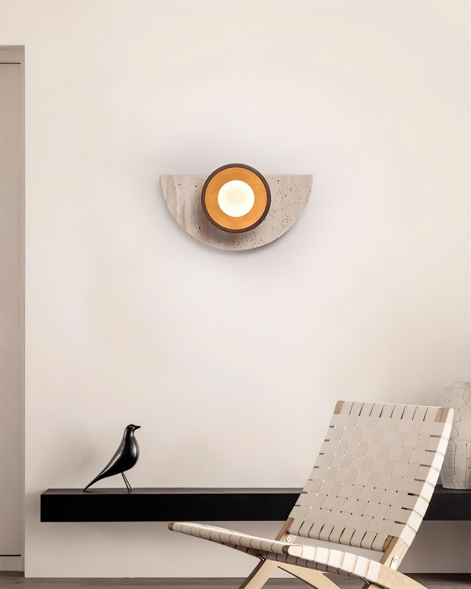 Solaro Wall Lamp Travertine Half-moon Design - Neutralighting