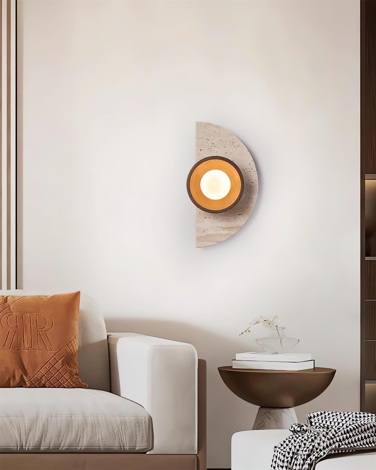 Solaro Wall Lamp Travertine Half-moon Design - Neutralighting