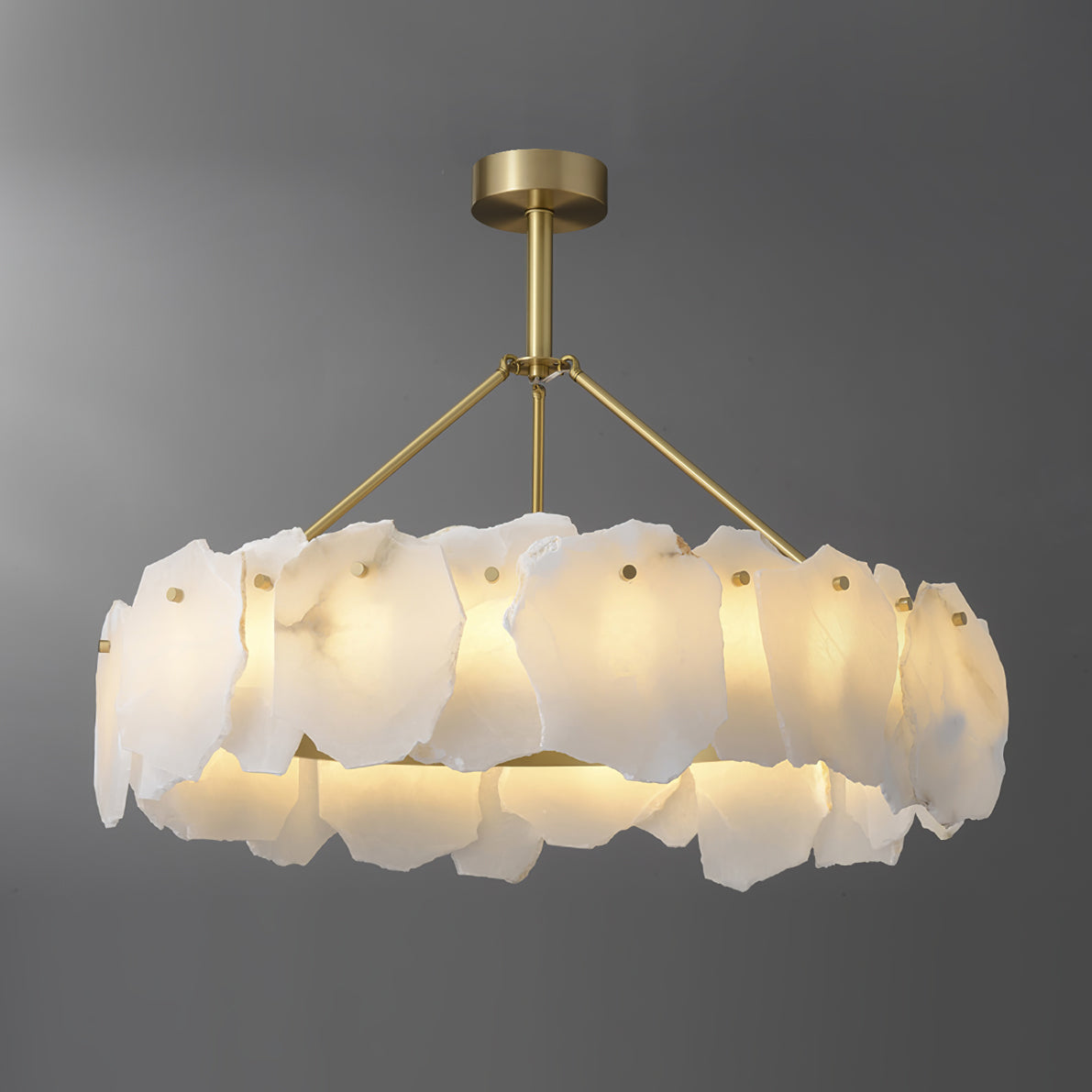 Burton Chandelier Alabaster Layered Halo - Neutralighting