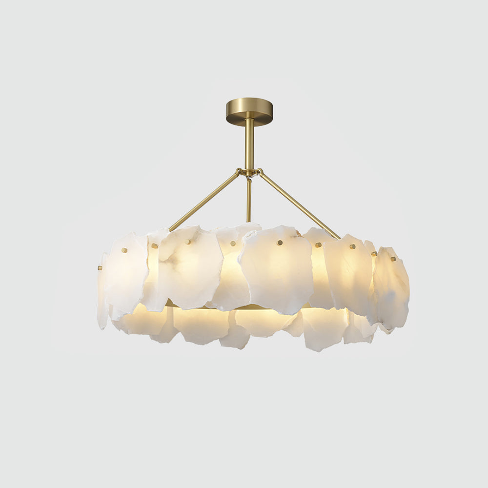Burton Chandelier Alabaster Layered Halo - Neutralighting