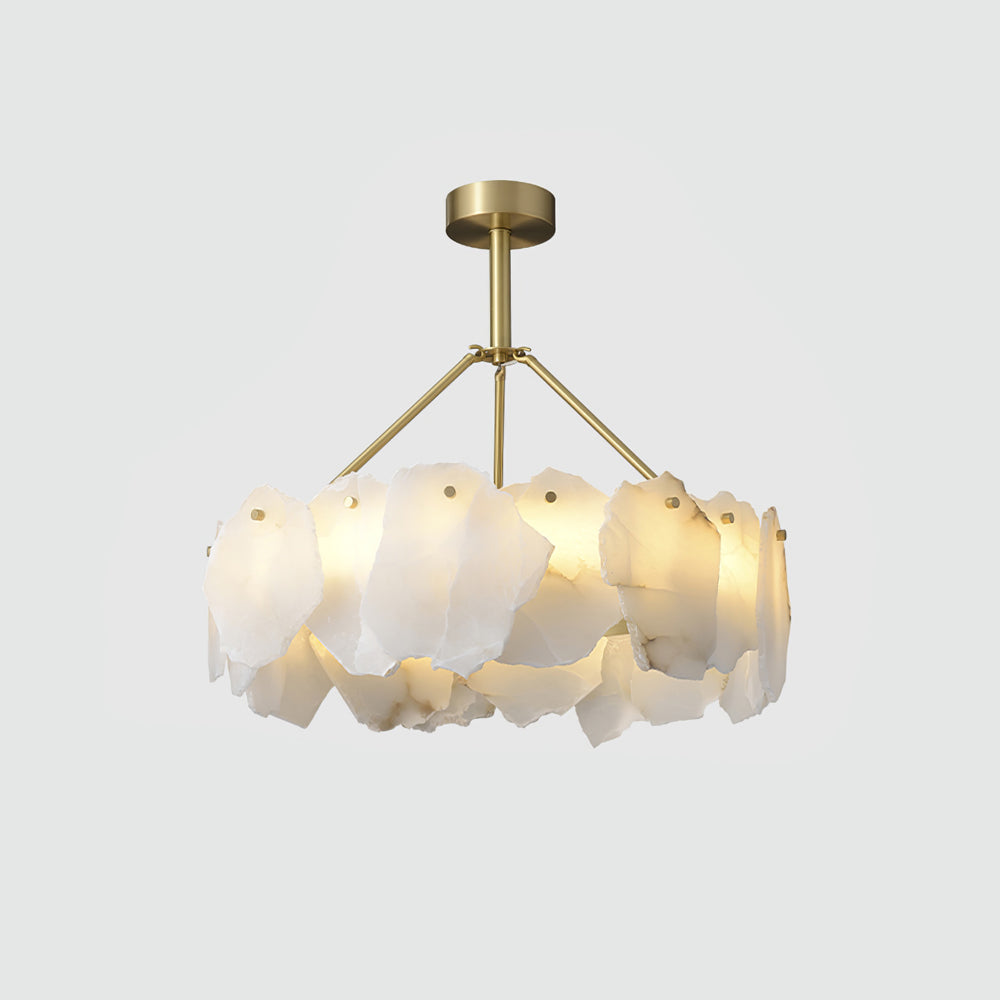 Burton Chandelier Alabaster Layered Halo - Neutralighting