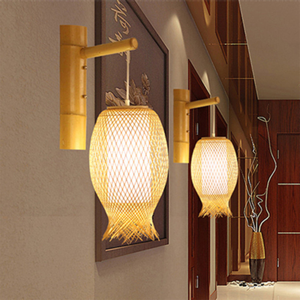Ritta Wall Lamp Rustic, Muto Rattan Weaving LED, Hallway Wall Sconce - Neutralighting