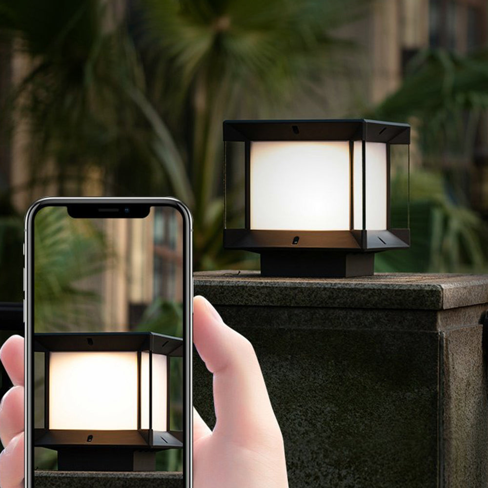Ray Modern Rectangular Metal Glass Outdoor Lamp, Black/Black-Gold - Neutralighting