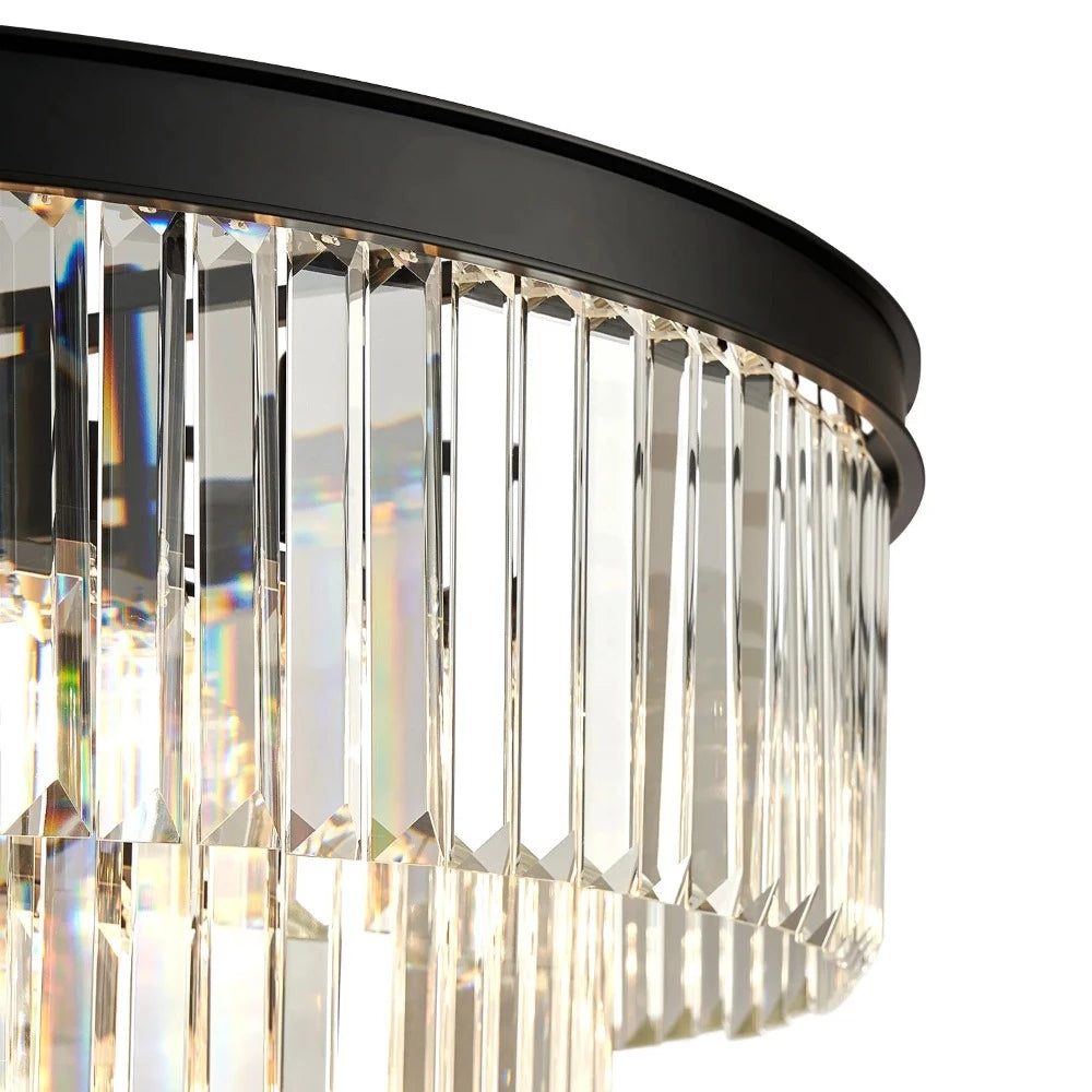 Arisha Modern LED Decorative Luxury Pendant Light Crystal Metal Black/Gold Ring Bedroom/Living Room - Neutralighting