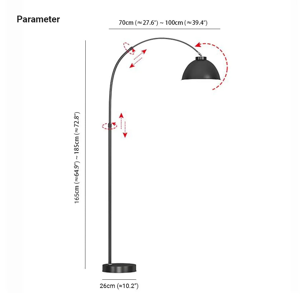 Mira Modern Arc Metal Floor Lamp, Black/Red/Yellow - Neutralighting
