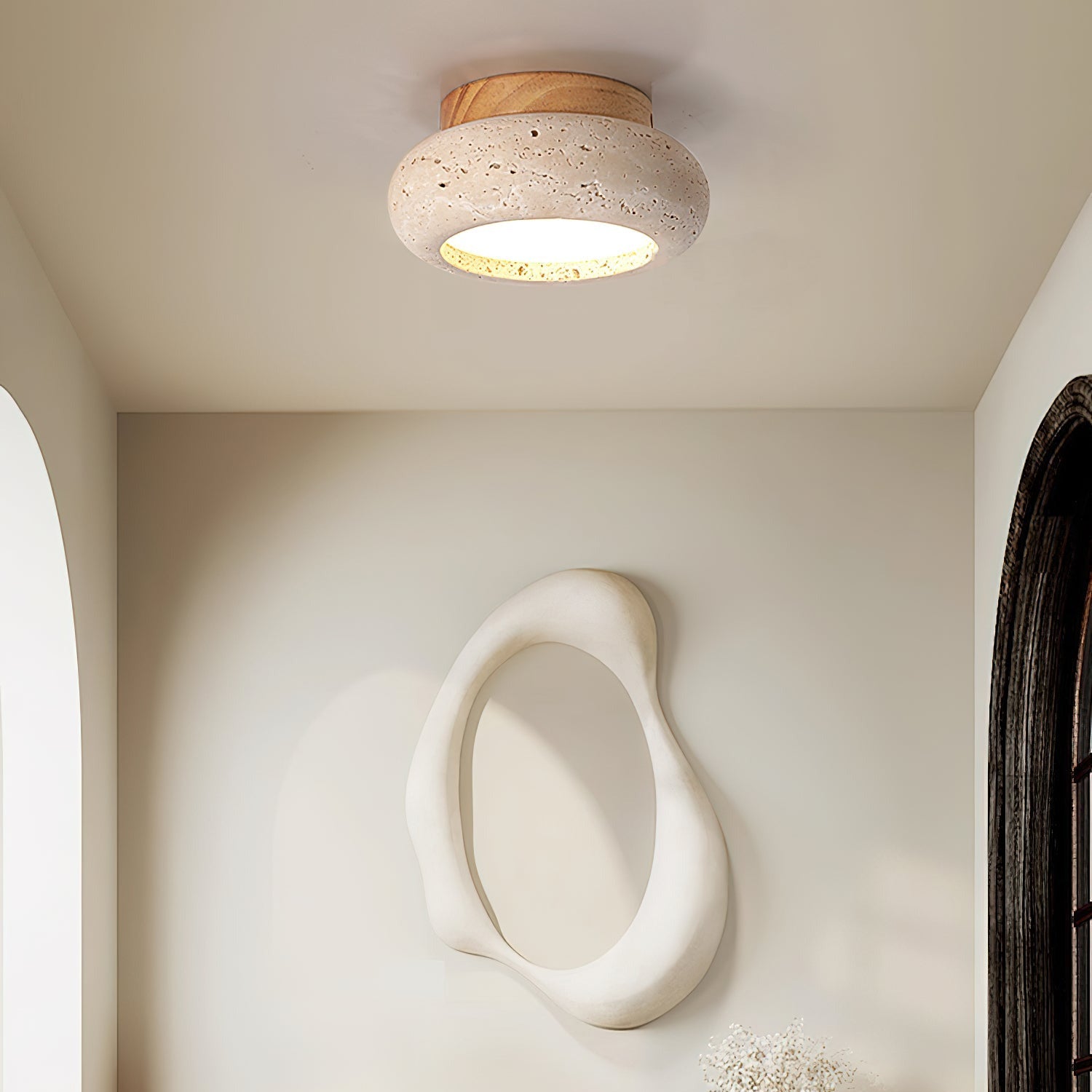 Ritta Mini Donut Travertine Ceiling Light - Neutralighting