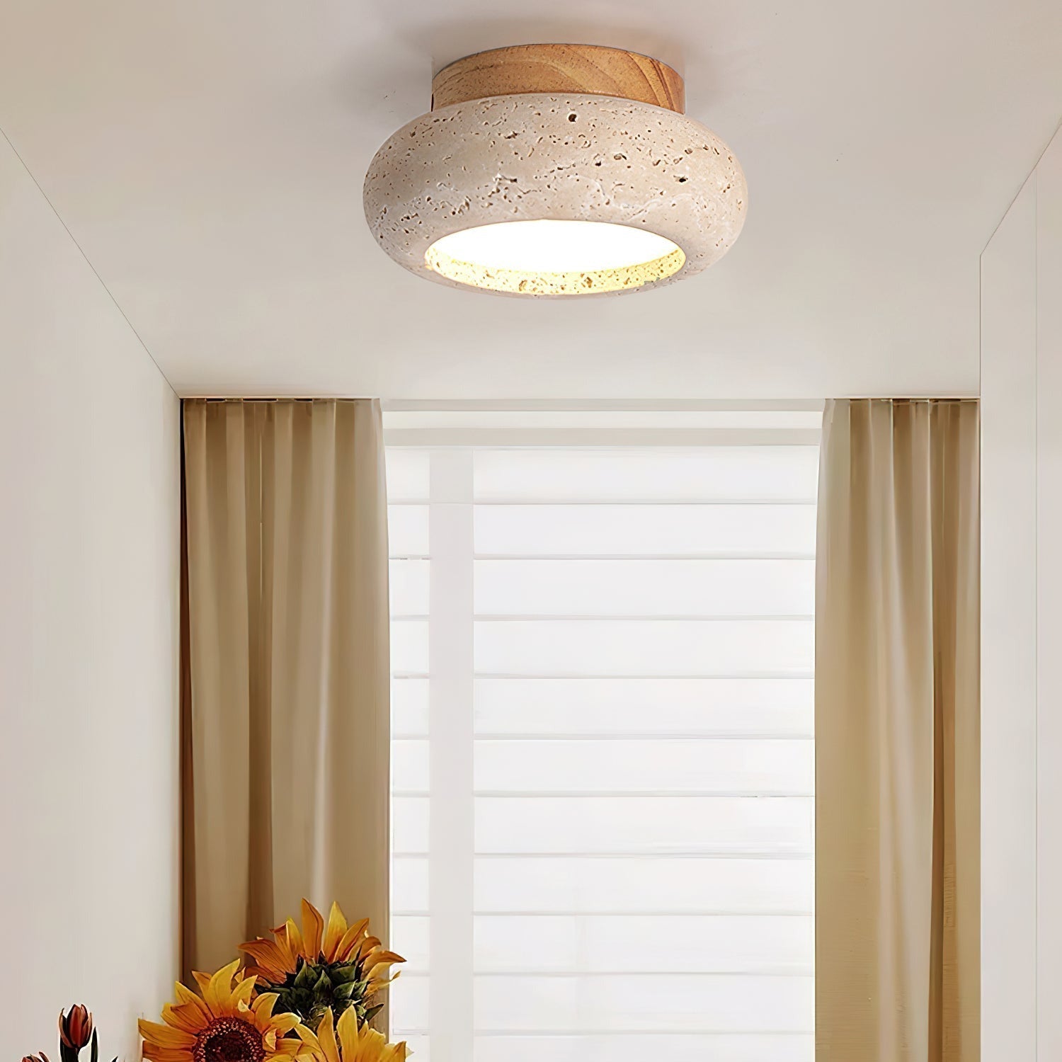 Ritta Mini Donut Travertine Ceiling Light - Neutralighting