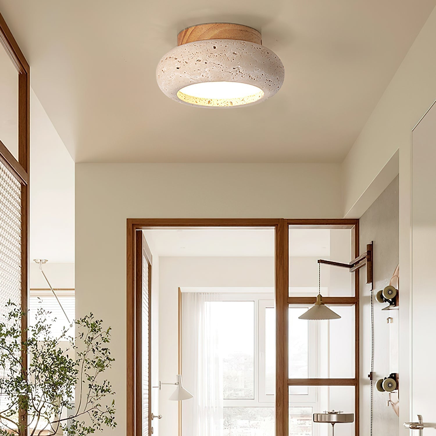 Ritta Mini Donut Travertine Ceiling Light - Neutralighting