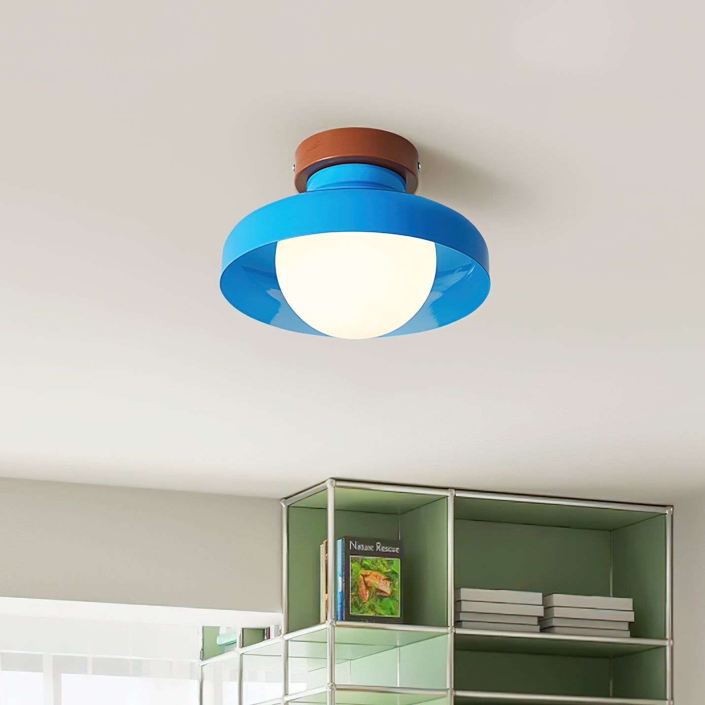 Solvane Blue Metal Flush Mount Ceiling Light