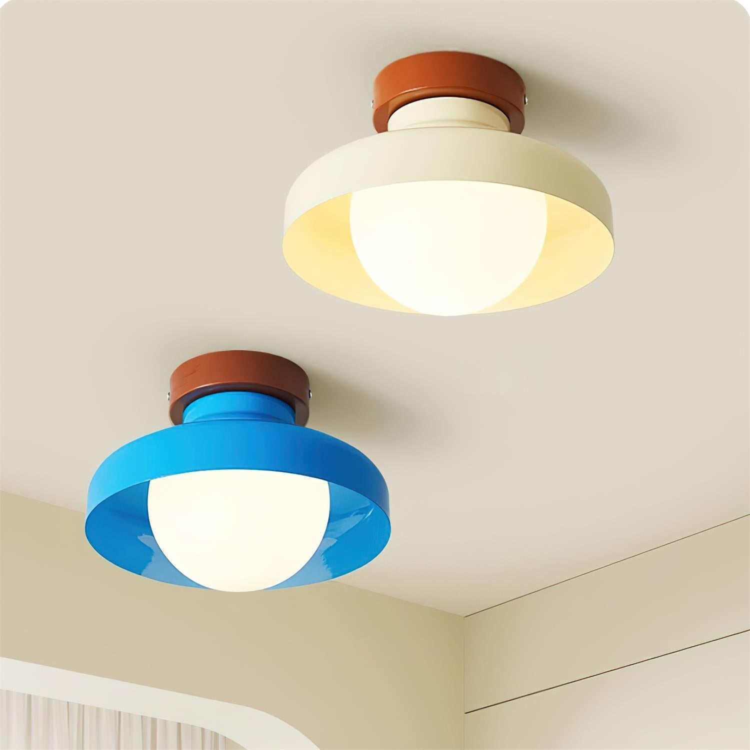 Solvane Blue Metal Flush Mount Ceiling Light