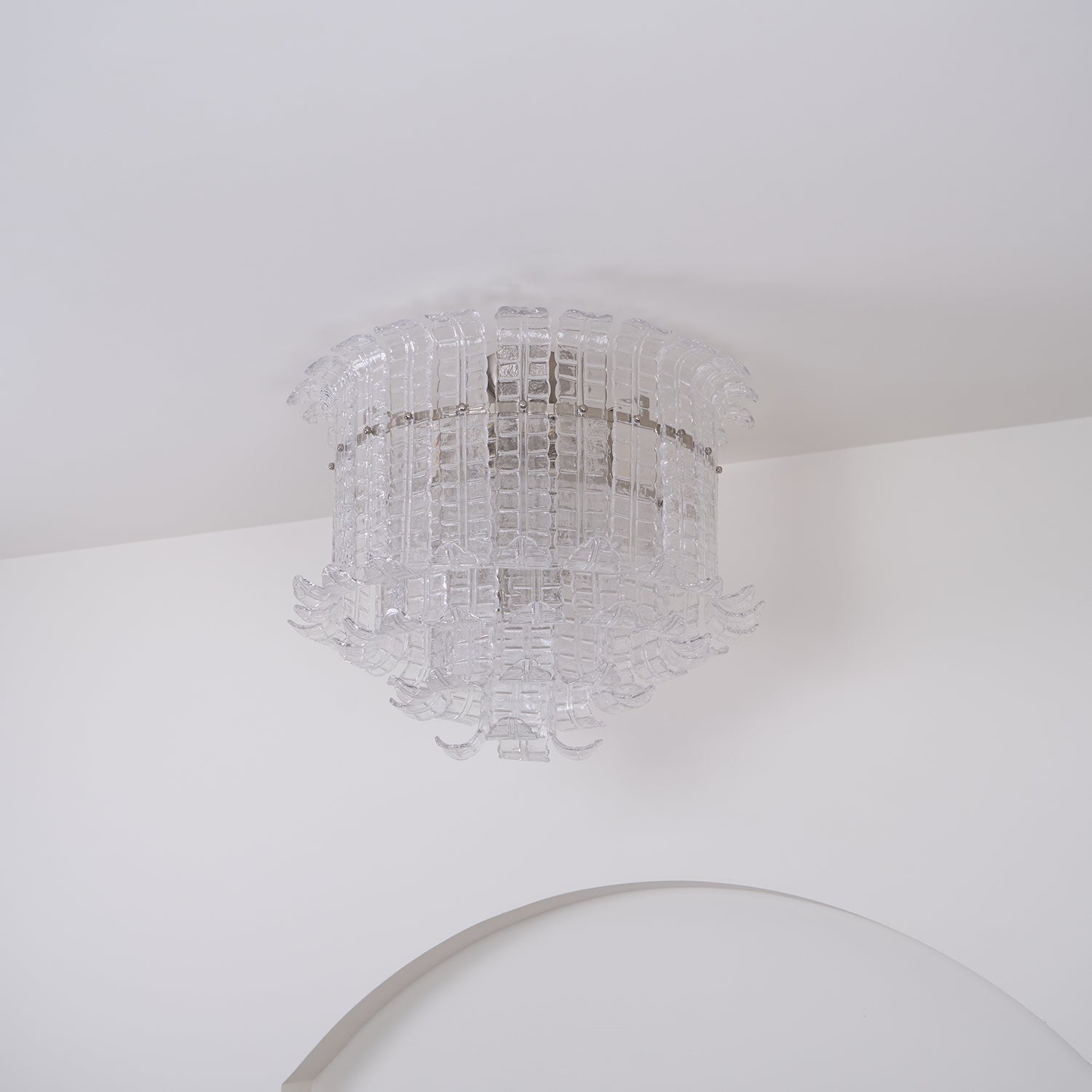 Aurora Ceiling Lamp Clear Murano Glass Flush Mount