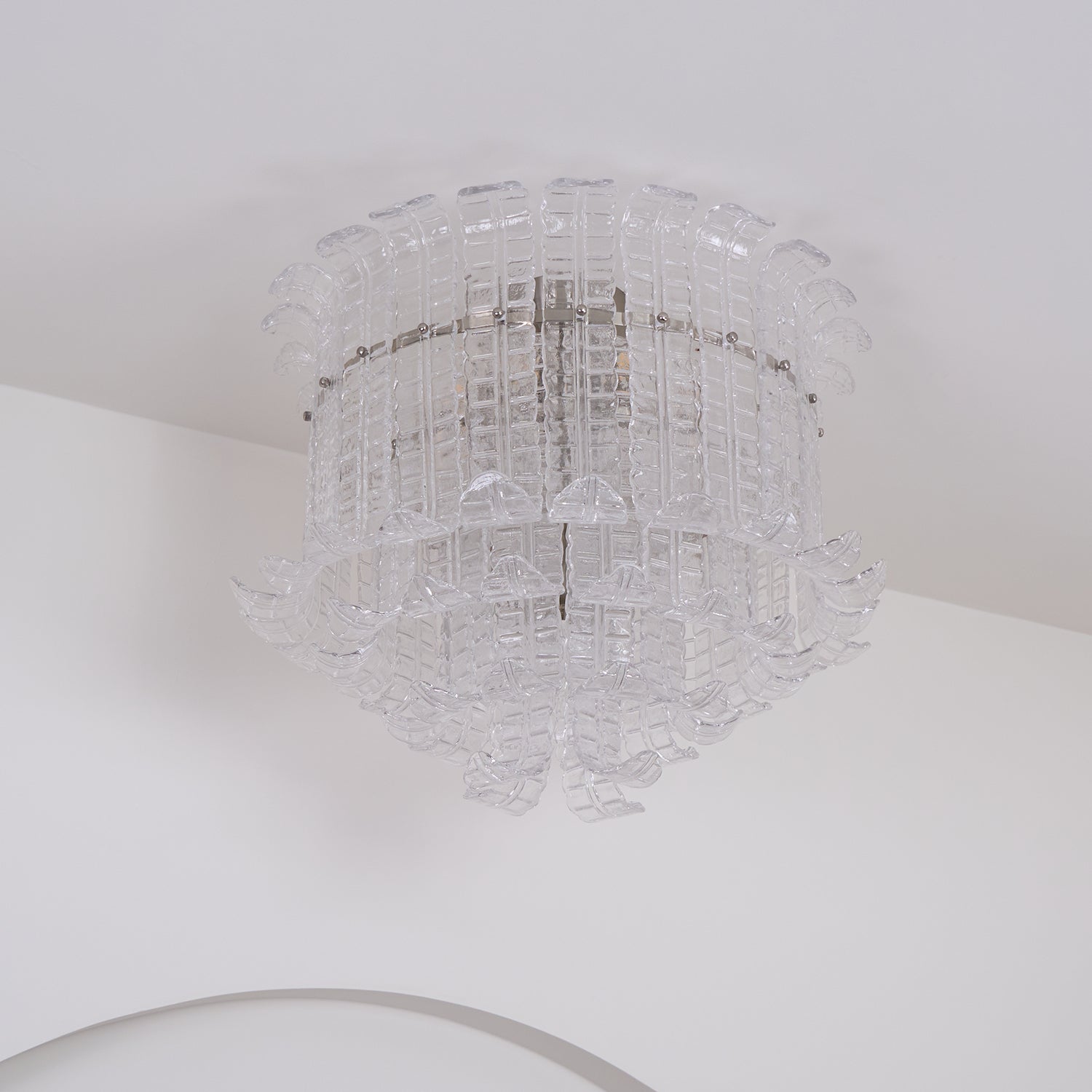 Aurora Ceiling Lamp Clear Murano Glass Flush Mount