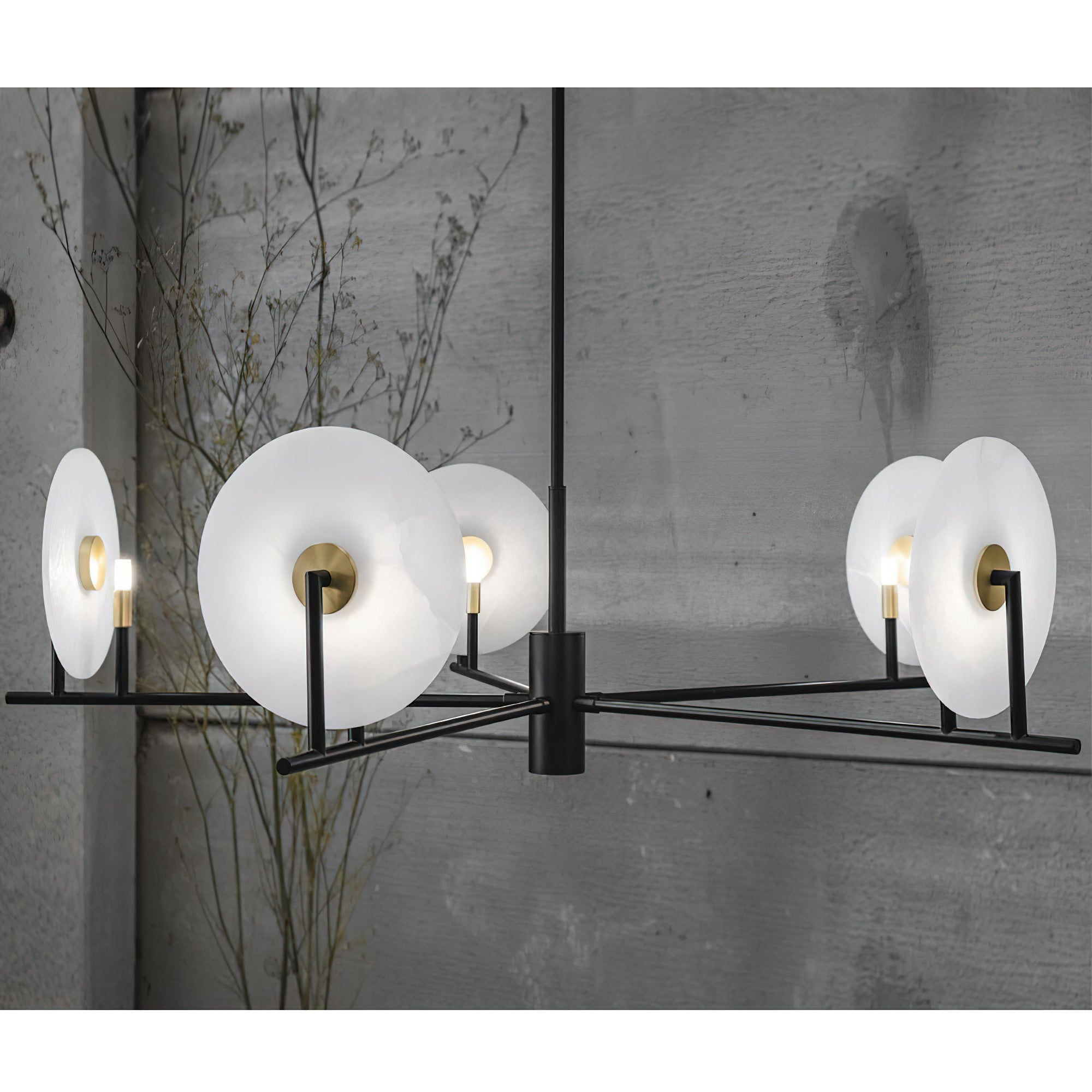 Callisto Chandelier Alabaster Moon Discs - Neutralighting