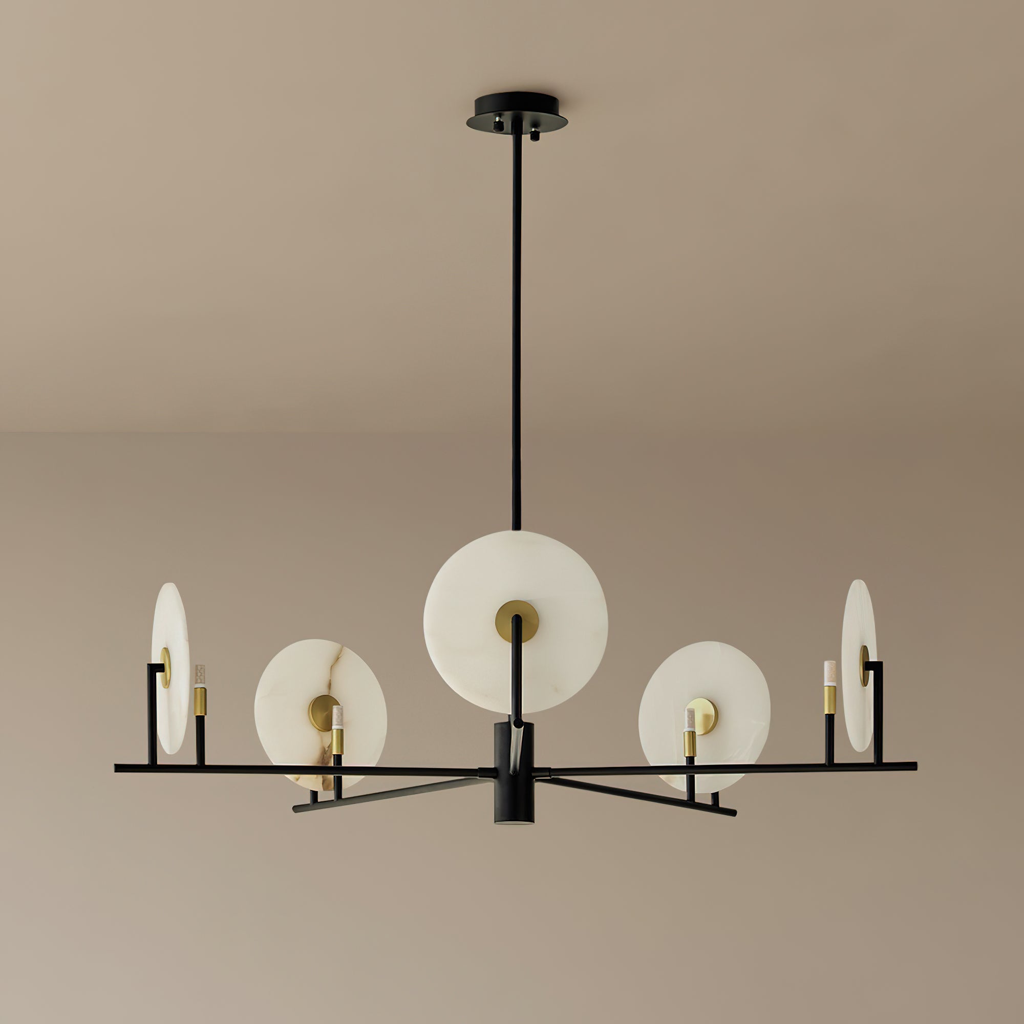 Callisto Chandelier Alabaster Moon Discs - Neutralighting