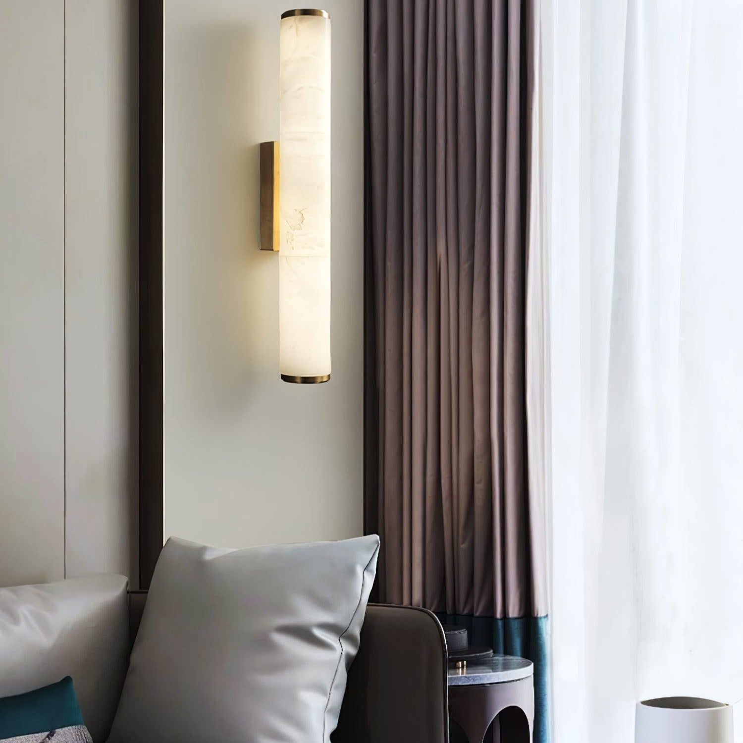 Kristy Alabaster Vertical Cylindrical Wall Lamp - Neutralighting