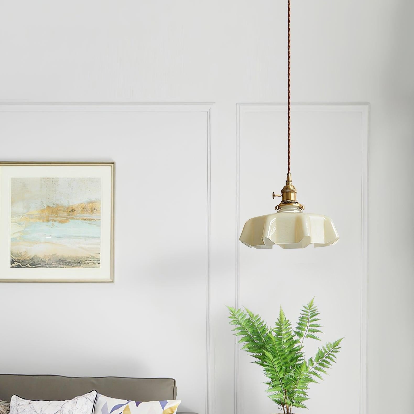Civen Farmhouse Ruffled Pendant Light - Neutralighting