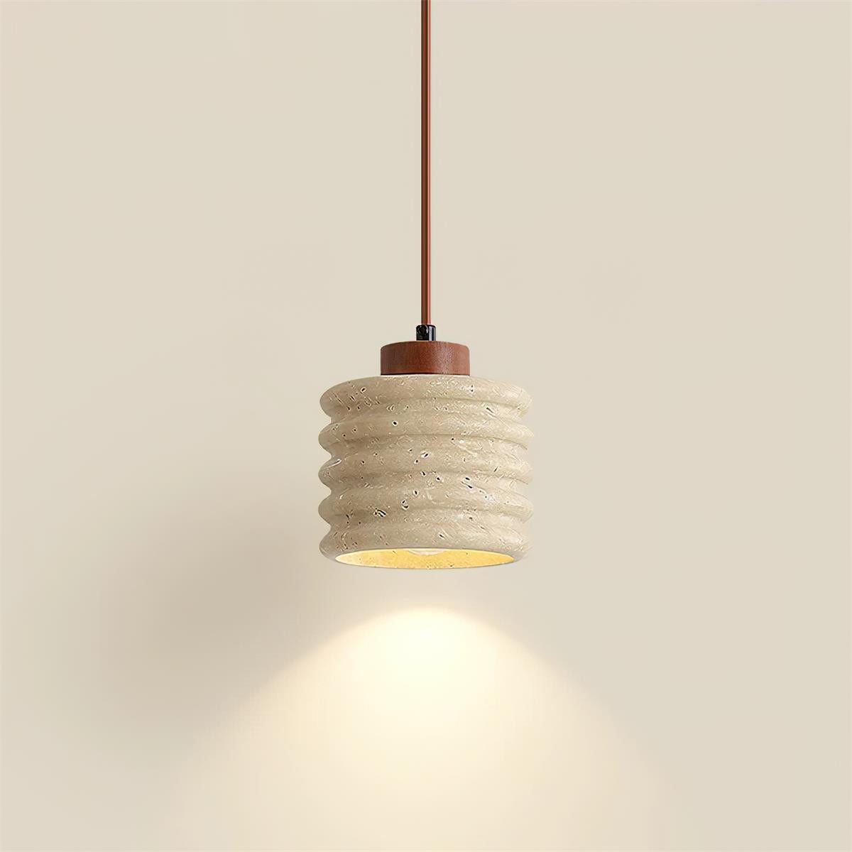 Ritta Pendant Light Travertine Ripple Shade Wabi-Sabi - Neutralighting