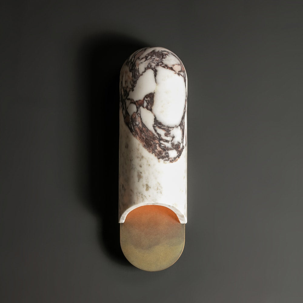 Capsule Wall Lamp Yellow Travertine Marble Brass - Neutralighting