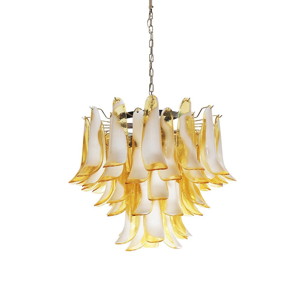 Aurora Chandelier Amber Murano Glass Petals Layered