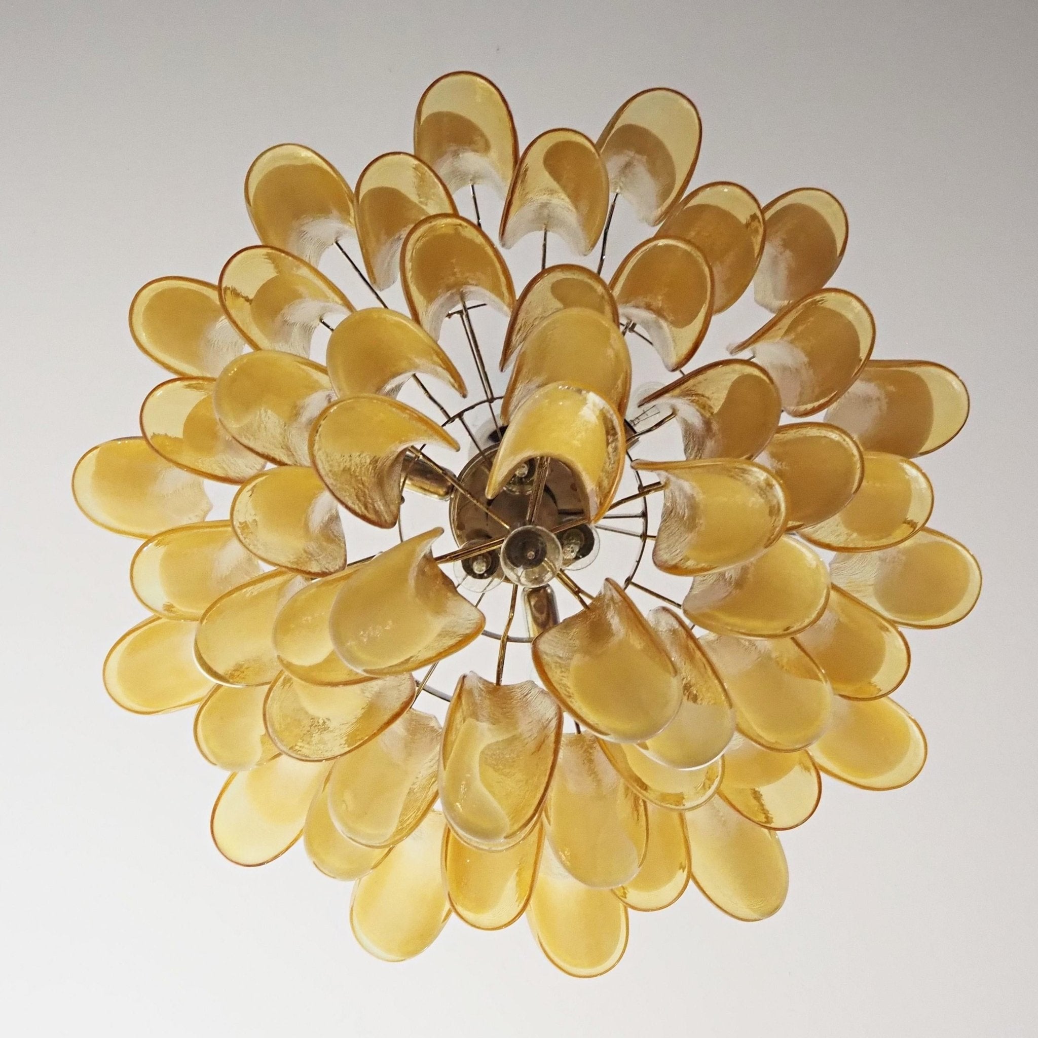 Aurora Chandelier Amber Murano Glass Petals Layered