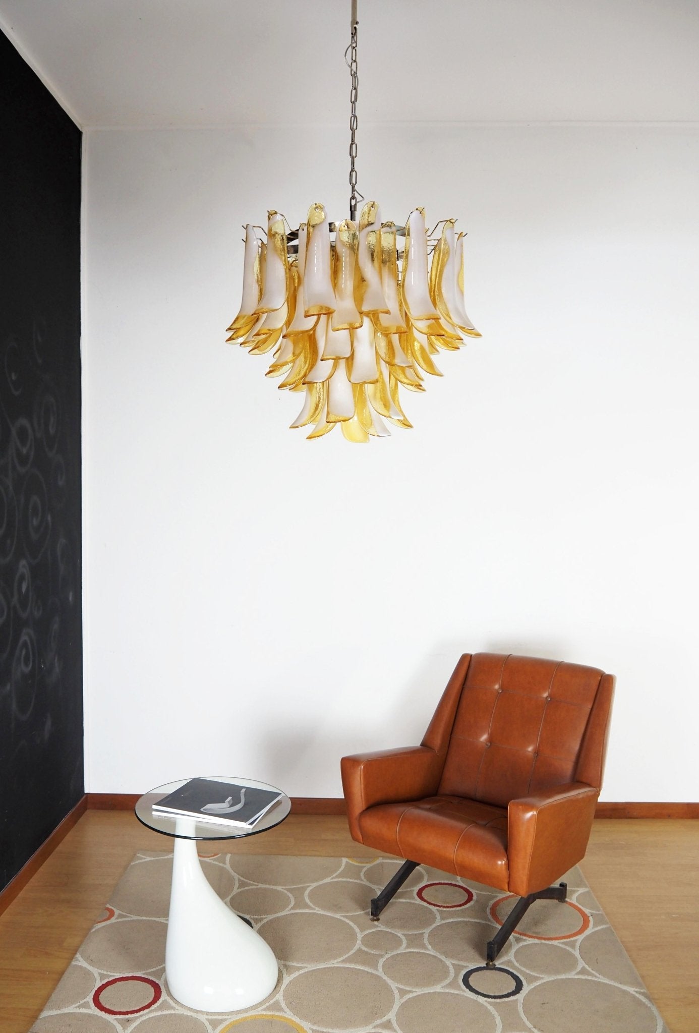 Aurora Chandelier Amber Murano Glass Petals Layered