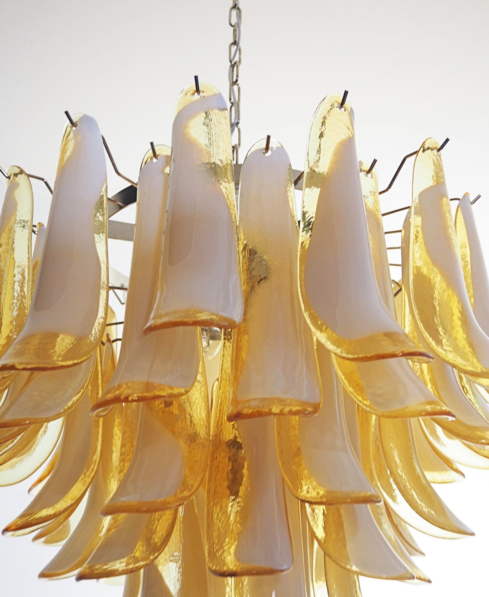 Aurora Chandelier Amber Murano Glass Petals Layered