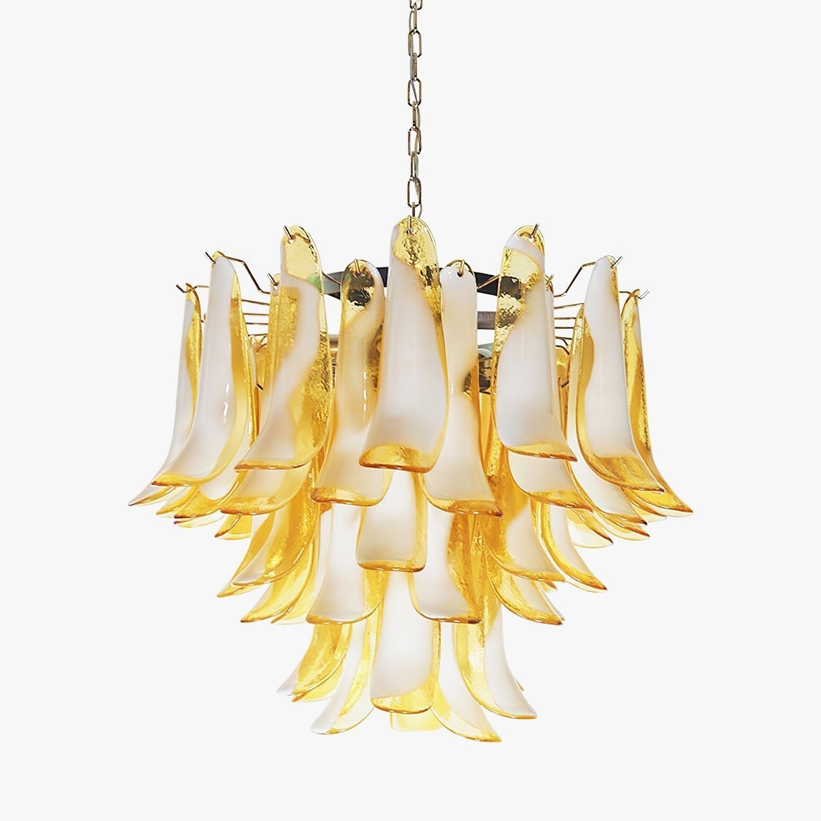 Aurora Chandelier Amber Murano Glass Petals Layered