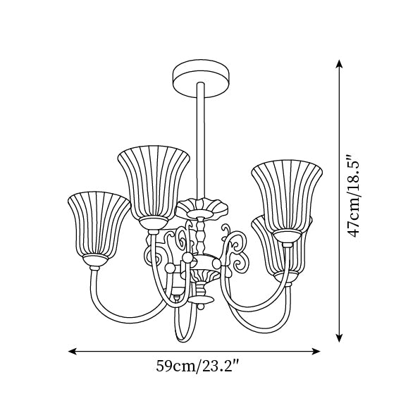 Chandelier with Brass Arms White Glass Shades Opulent Luxe - Neutralighting