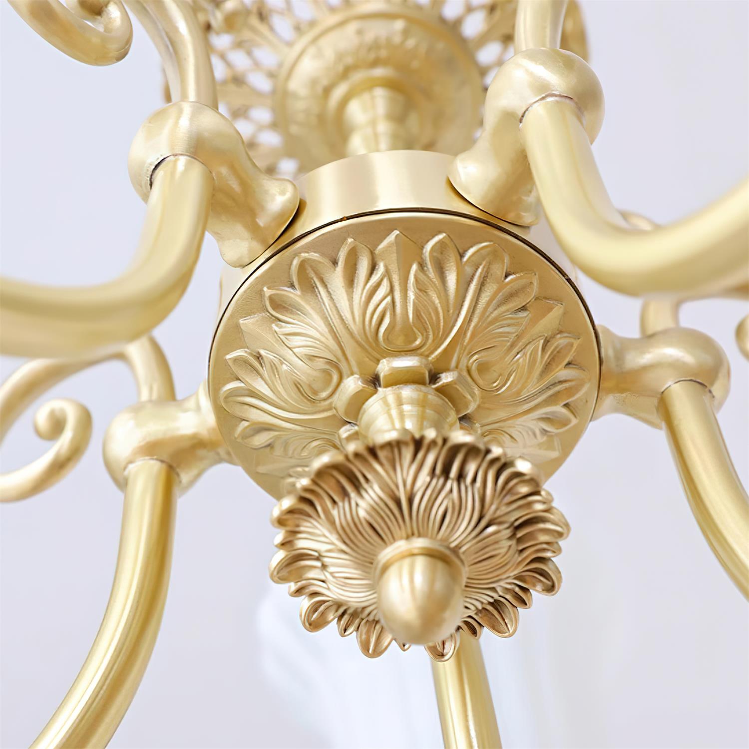 Chandelier with Brass Arms White Glass Shades Opulent Luxe - Neutralighting
