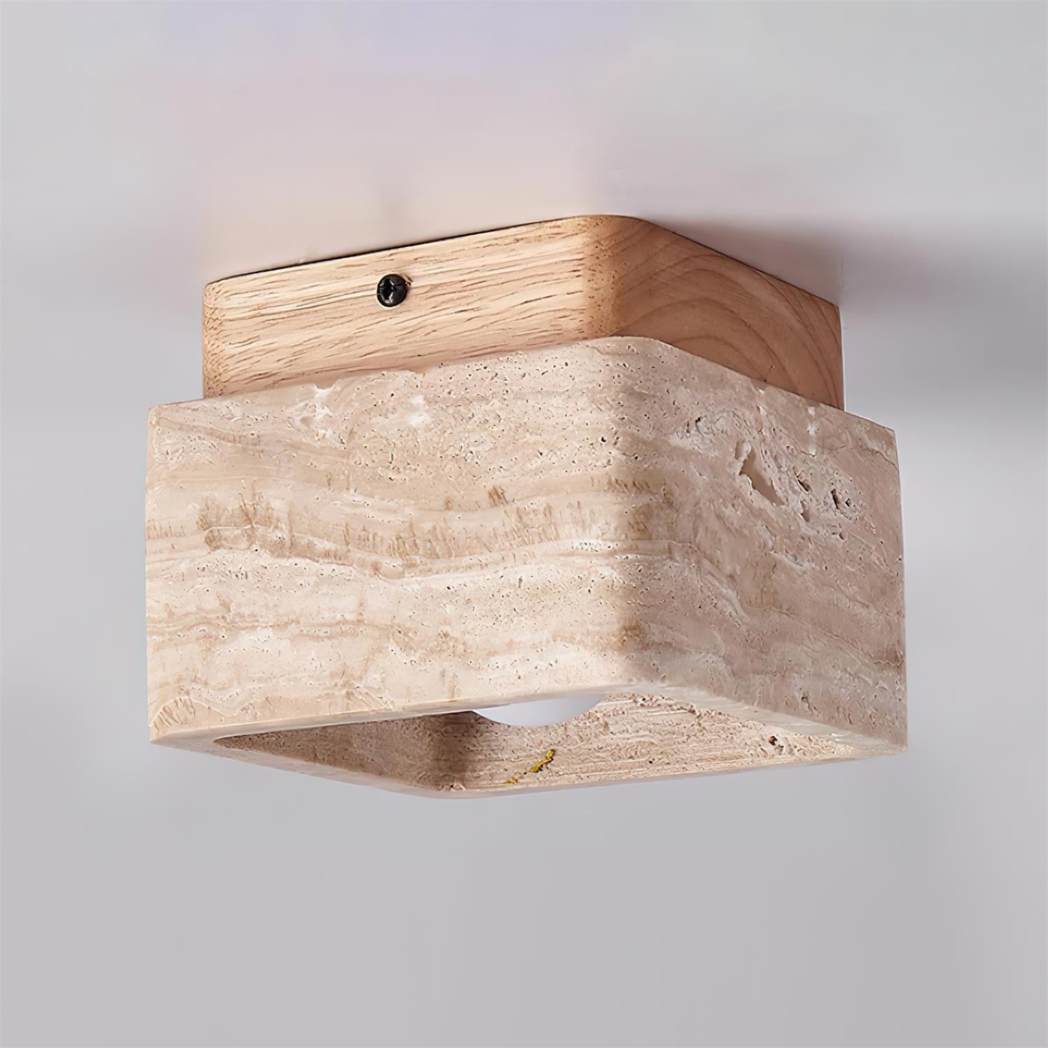 Vellin Travertine Square Flush Mount Ceiling Light - Neutralighting