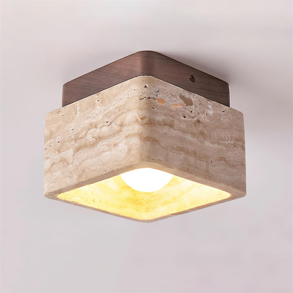 Vellin Travertine Square Flush Mount Ceiling Light - Neutralighting