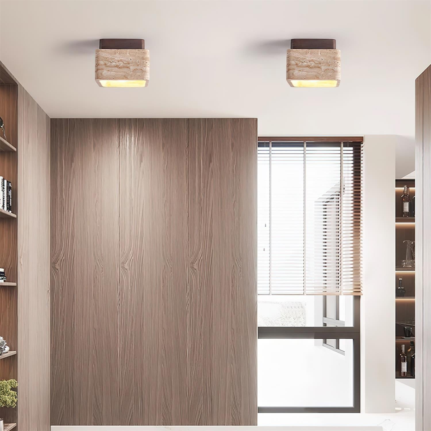 Vellin Travertine Square Flush Mount Ceiling Light - Neutralighting