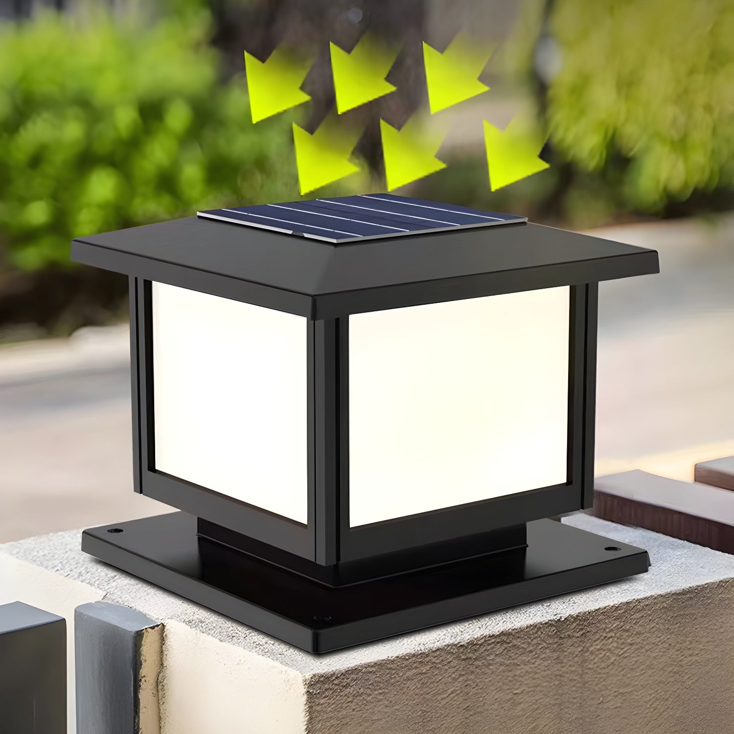 Ray Pavilion-style Square Solar Outdoor Post Light - Neutralighting
