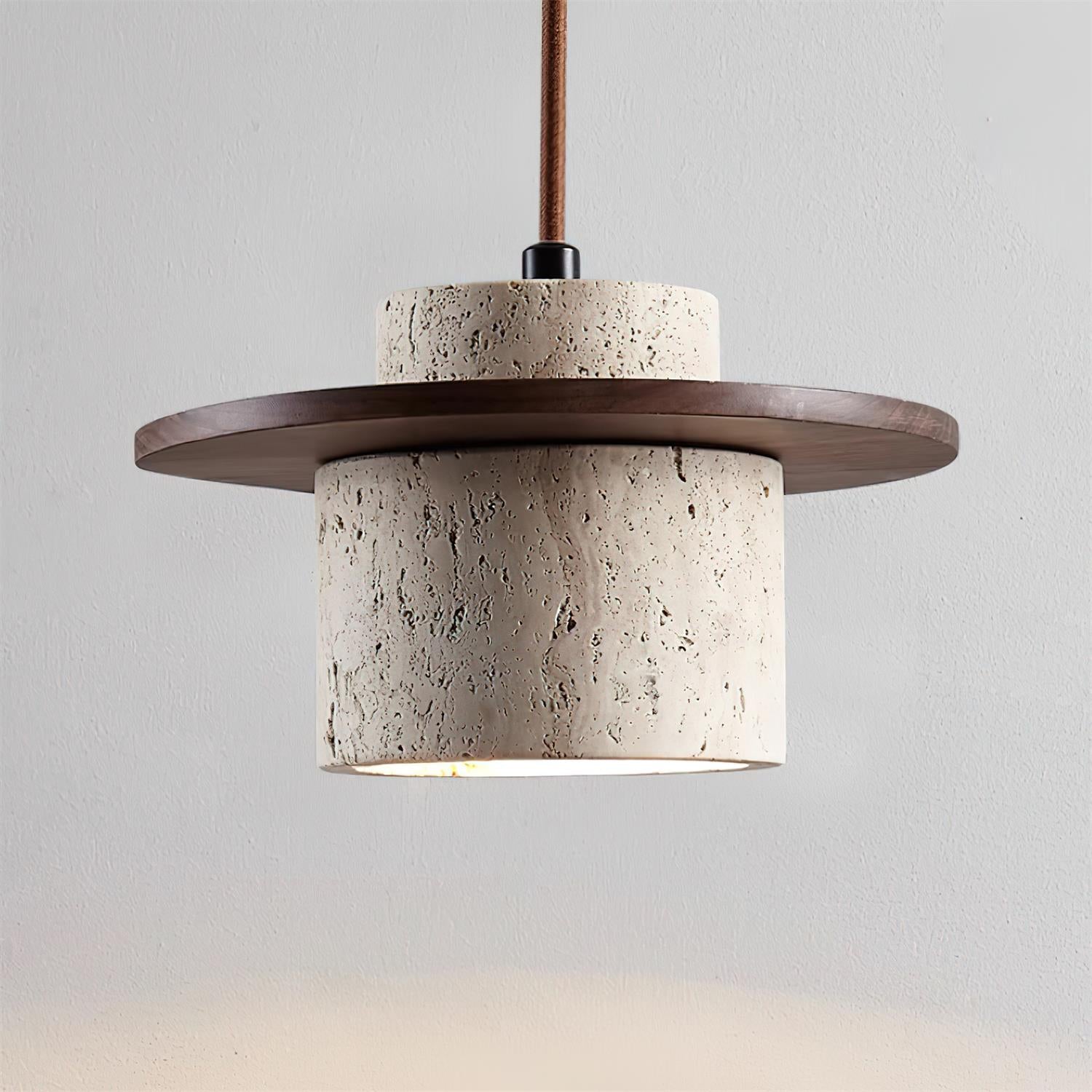 Ritta Wall Lamp Travertine Cylinder Walnut Wood - Neutralighting