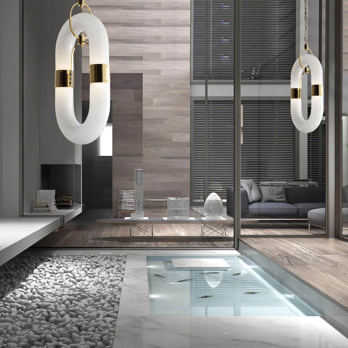 Pendant Light Chain Link Modern Acrylic Stainless Steel Hanging Lamp - Neutralighting