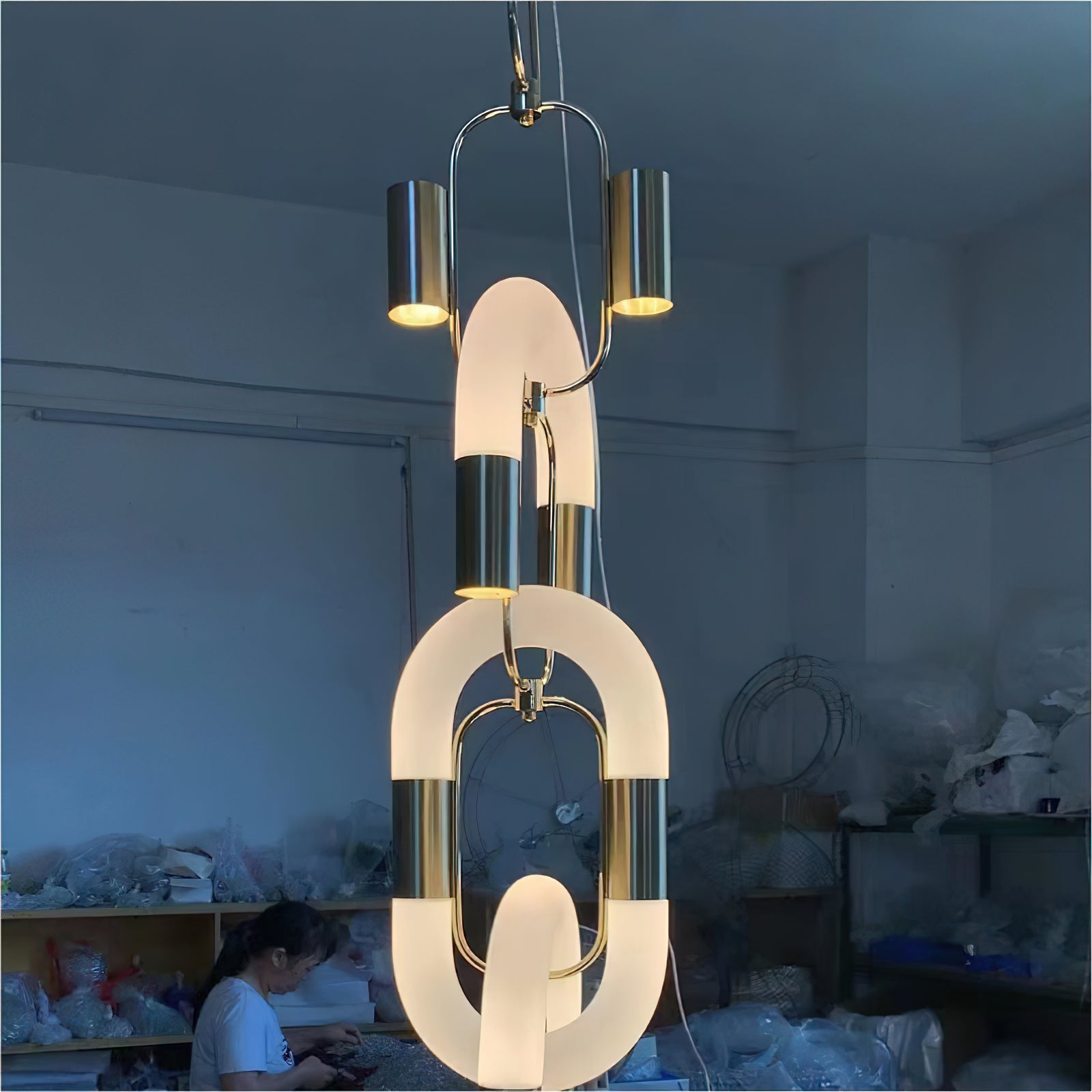 Pendant Light Chain Link Modern Acrylic Stainless Steel Hanging Lamp - Neutralighting
