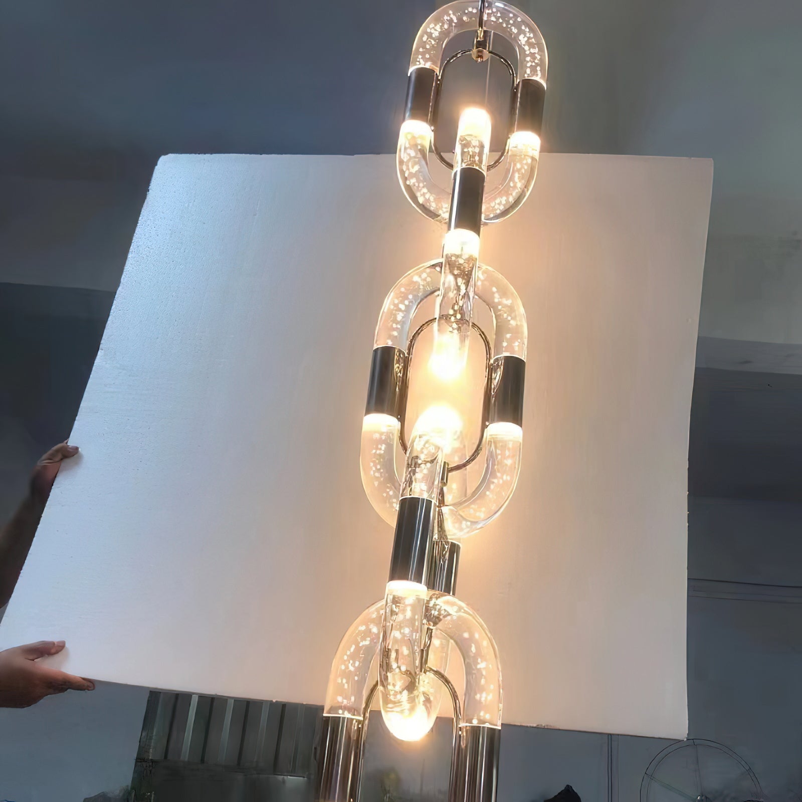 Pendant Light Chain Link Modern Acrylic Stainless Steel Hanging Lamp - Neutralighting
