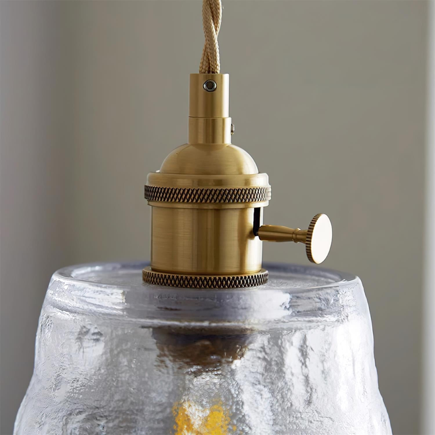 Pendant Lamp Brass and Glass Textured Shade Artisan Vintage Accent - Neutralighting