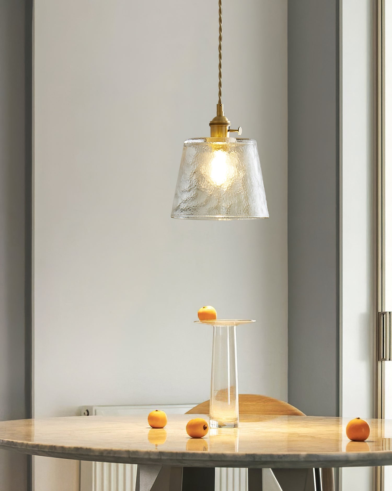 Pendant Lamp Brass and Glass Textured Shade Artisan Vintage Accent - Neutralighting
