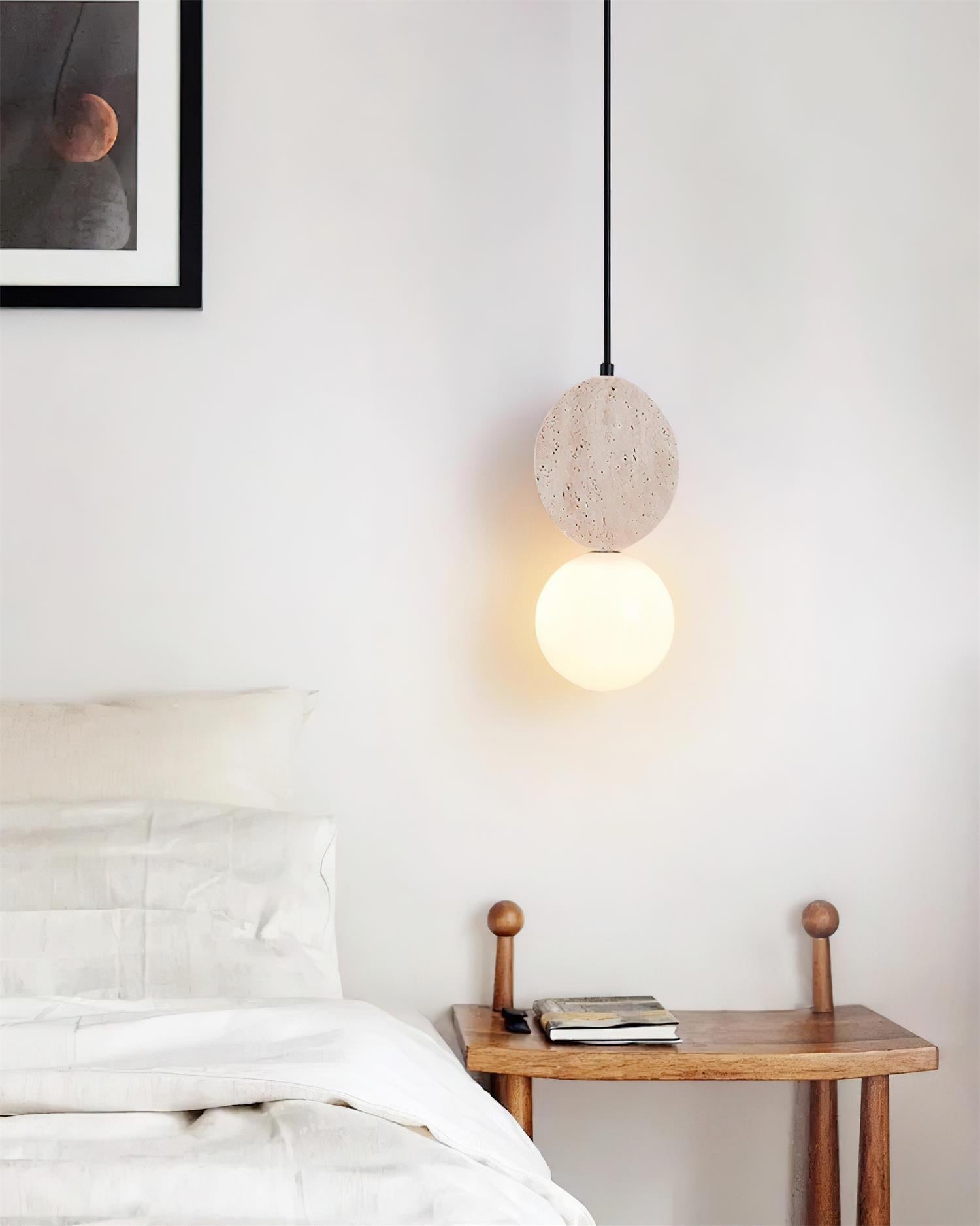 Lunara Travertine Geometric Pendant Light - Neutralighting