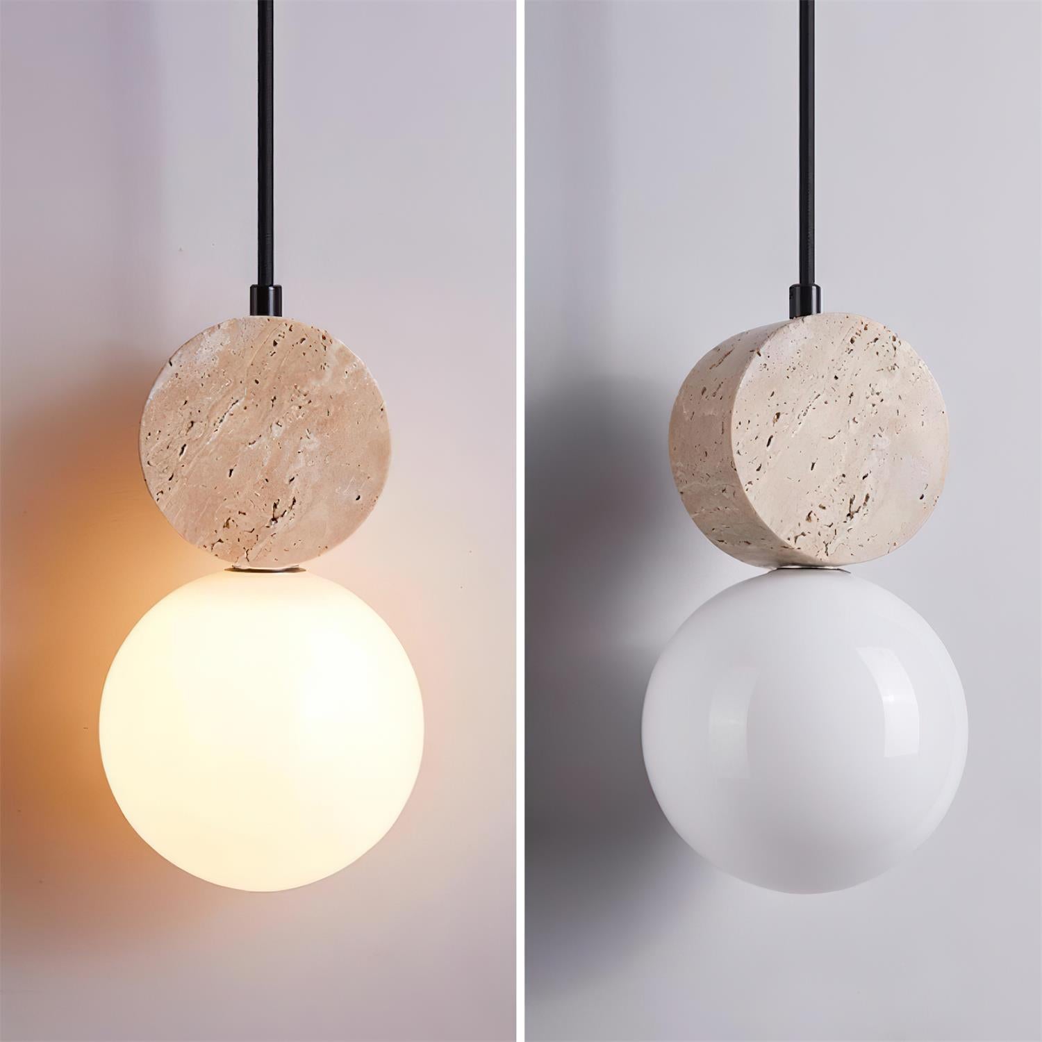 Lunara Travertine Geometric Pendant Light - Neutralighting