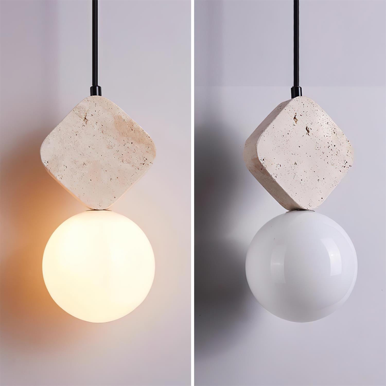 Lunara Travertine Geometric Pendant Light - Neutralighting