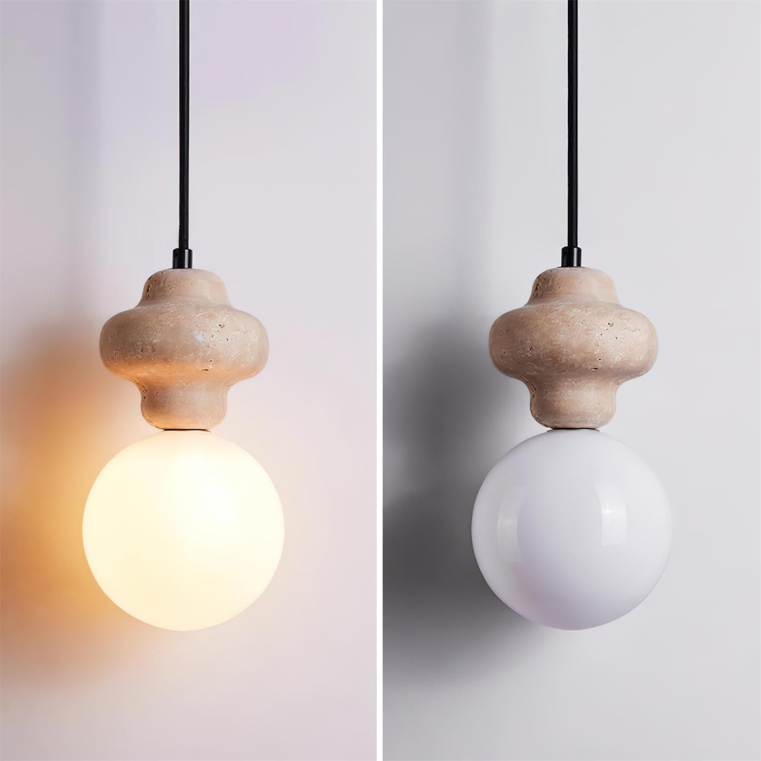 Lunara Travertine Geometric Pendant Light - Neutralighting