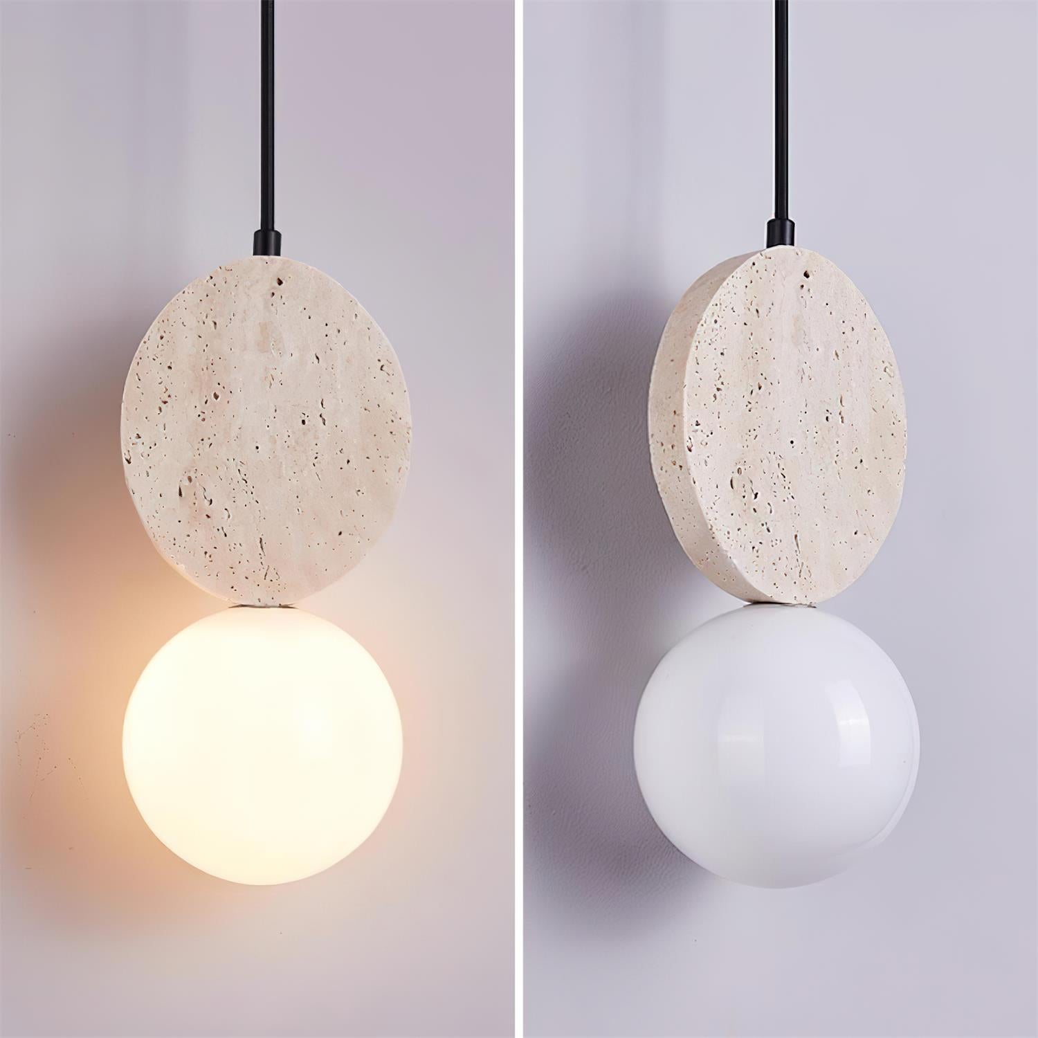 Lunara Travertine Geometric Pendant Light - Neutralighting