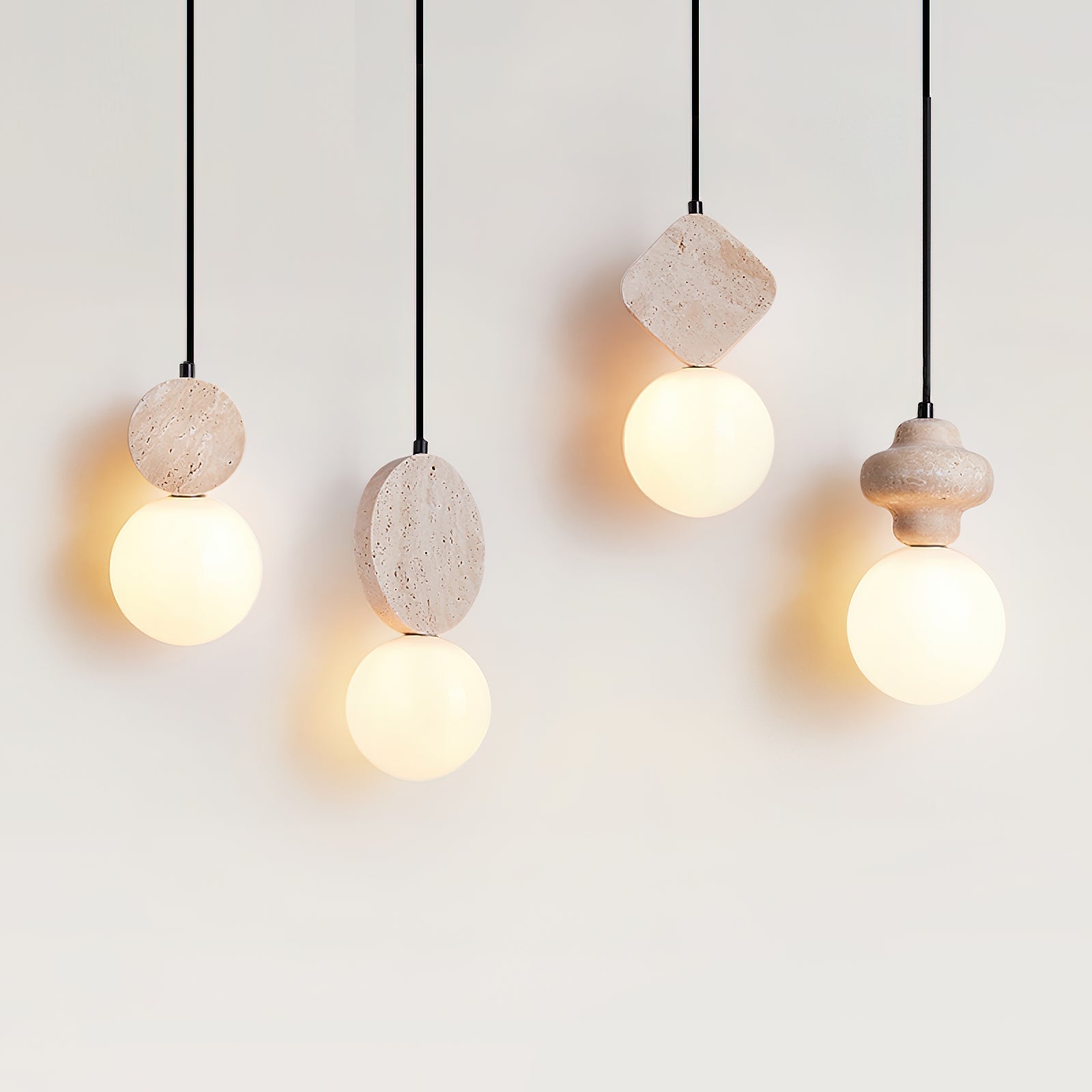 Lunara Travertine Geometric Pendant Light - Neutralighting