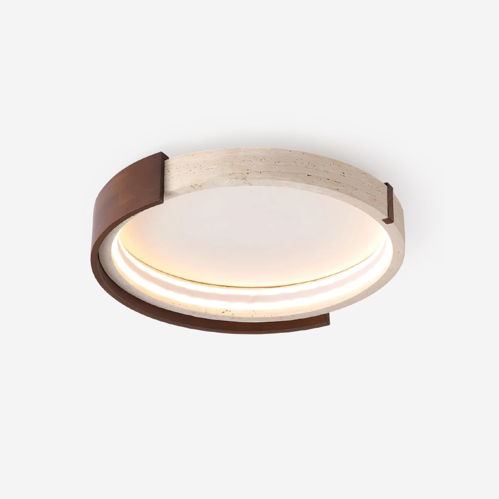 Ritta Ceiling Lamp Halo Sculptural Travertine & Wood - Neutralighting