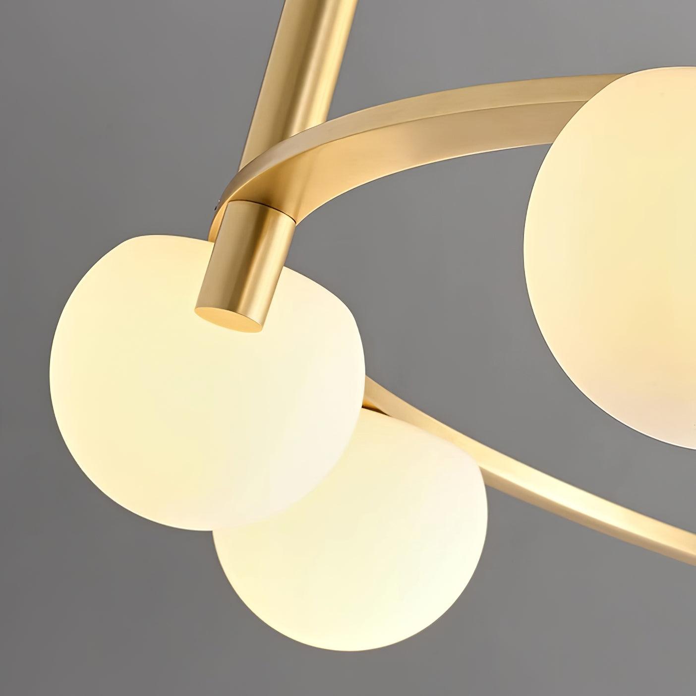 Chandelier Glass Globes Metal Ring Gold Finish Modern - Neutralighting