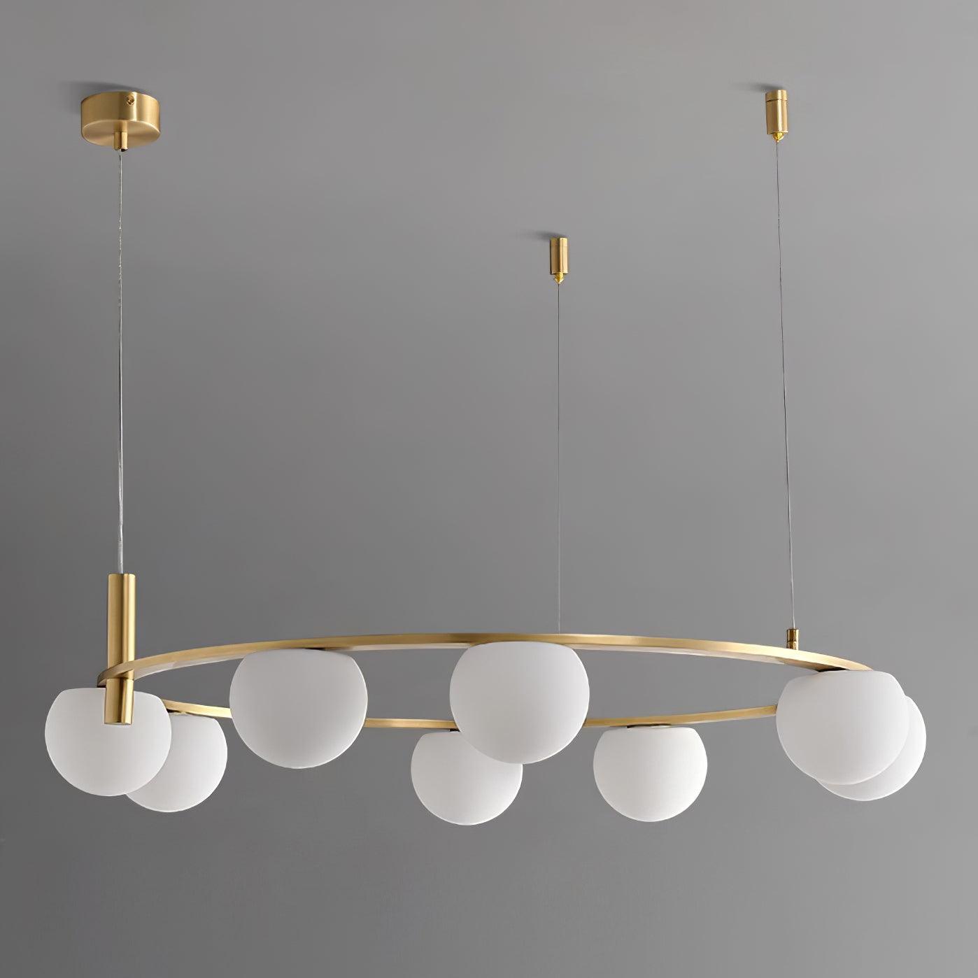 Chandelier Glass Globes Metal Ring Gold Finish Modern - Neutralighting