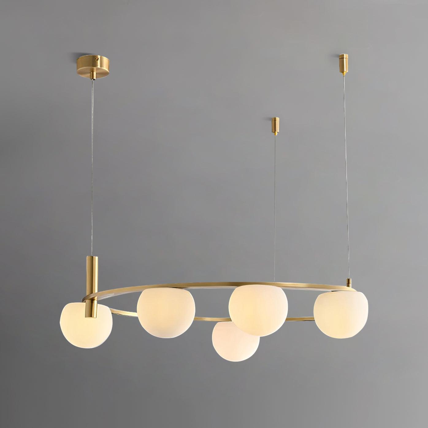 Chandelier Glass Globes Metal Ring Gold Finish Modern - Neutralighting